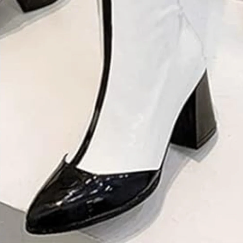 NEW Lutalica OTK Over the Knee White & Black Thigh high Boots